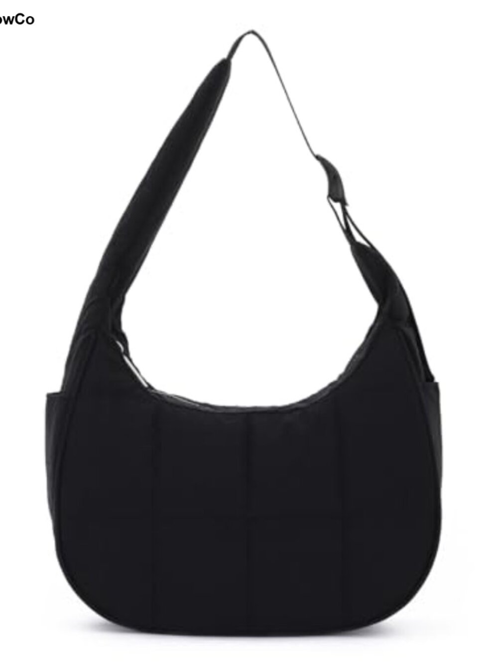 Nylon Quilted Crescent Shoulder Bag Small Puffer Purse Adjustable Strap
